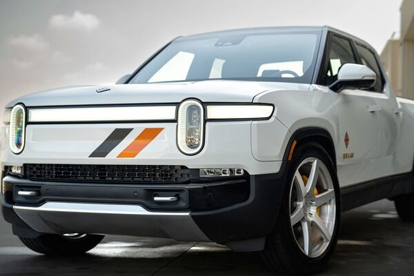 white rivian truck